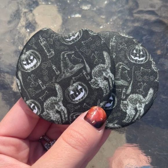 Black Cat Halloween Car Coaster Set | Black Cat Coaster Set - Picture 1 of 10